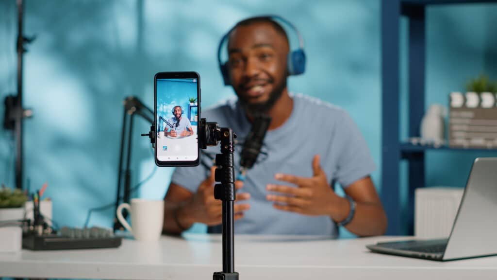 blogger filming content for TikTok